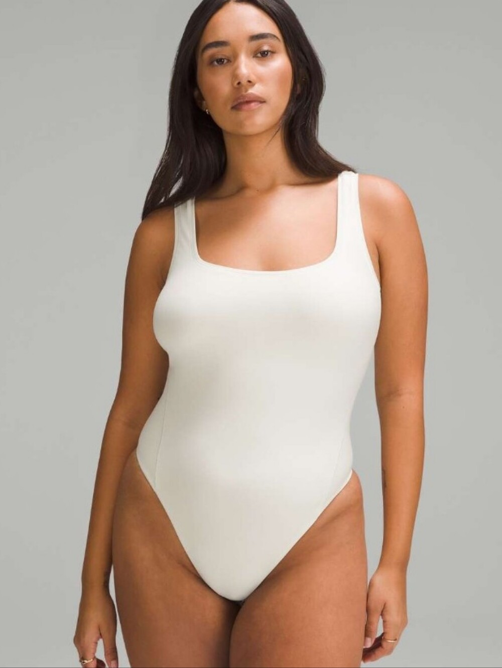 Lululemon Wundermost Ultra-Soft Nulu Square-Neck Sleeveless Bodysuit. Bone. M.